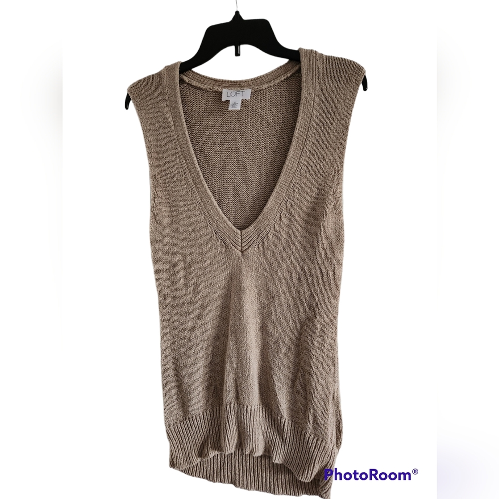 Y2K Ann Taylor Loft Beige Sweater Vest Small EUC